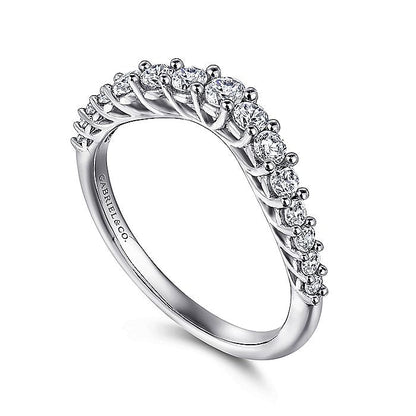 Gabriel & Co. AN10959W44JJ Curved 14K White Gold Shared Prong Diamond Wedding Band