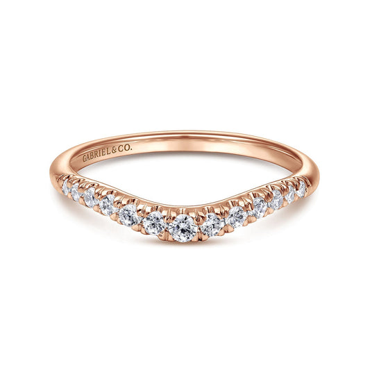 Curved-14K Rose Gold Diamond Anniversary Band