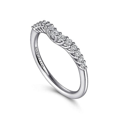 Gabriel & Co. AN10975W44JJ Curved 14K White Gold Shared Prong Diamond Wedding Band