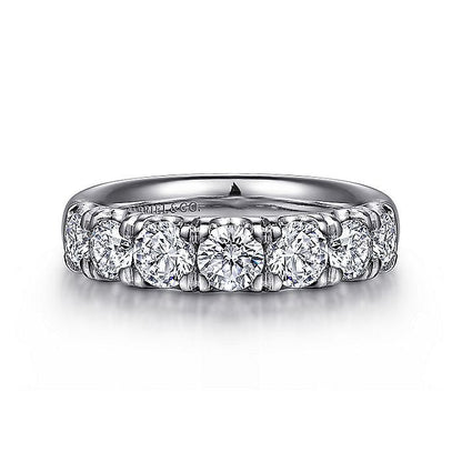 Gabriel & Co. AN11175W44JJ 14K White Gold 7 Stone French Pavé Set Diamond Wedding Band