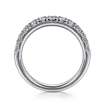 Gabriel & Co. AN12085W44JJ 14K White Gold 11 Stone French Pavé Diamond Wedding Band