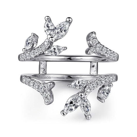 14K White Gold Marquise and Round Diamond Ring Enhancer
