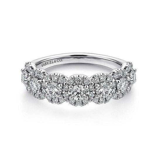 Gabriel & Co. AN14081W44JJ 14K White Gold Round Diamond Halo Anniversary Band
