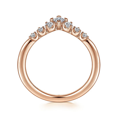 Curved 14K Rose Gold Princess Cut and Round Diamond Anniversary Band