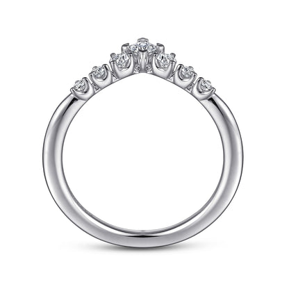 Curved 14K White Gold Princess Cut and Round Diamond Anniversary Band