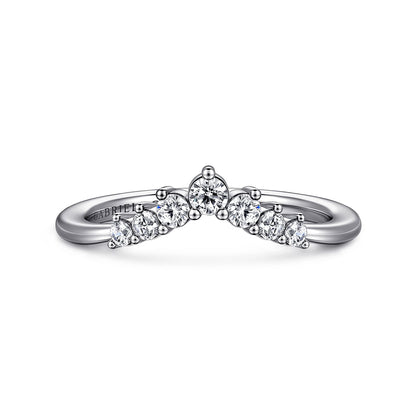 Curved-14K White Gold Diamond Anniversary Band