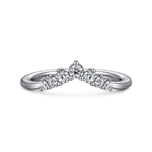 Curved-14K White Gold Diamond Anniversary Band