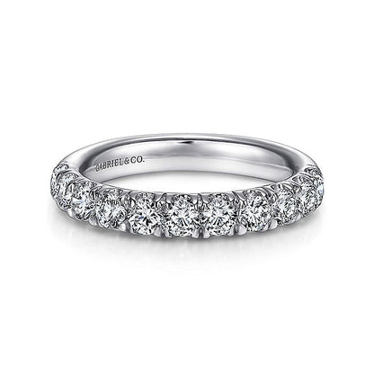 Gabriel & Co. AN6074PT4JJ Platinum 11 Stone French Pavé Diamond Wedding Band