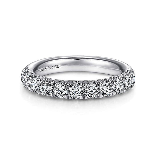 Gabriel & Co. AN6074PT4JJ Platinum 11 Stone French Pavé Diamond Wedding Band