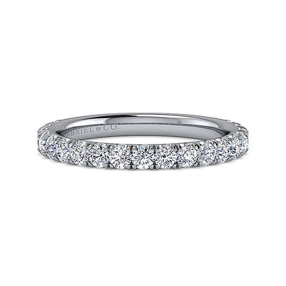 Gabriel & Co. AN7622W44JJ 14K White Gold French Pavé Diamond Wedding Band