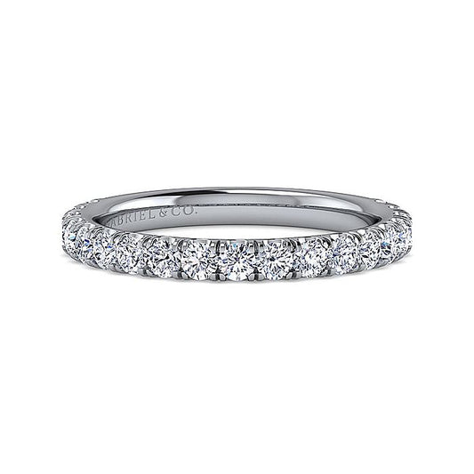 Gabriel & Co. AN7622W44JJ 14K White Gold French Pavé Diamond Wedding Band
