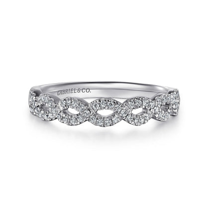 Twisted-14K White Gold Twisted Diamond Anniversary Band