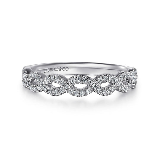 Twisted-14K White Gold Twisted Diamond Anniversary Band