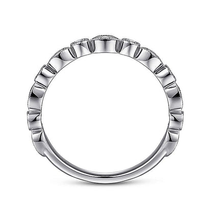 Gabriel & Co. AN8386W44JJ Vintage Inspired 14K White Gold Marquise and Round Station Diamond Anniversary Band
