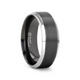 ATNOS Brushed Black Center Polished Beveled Edges Men's Titanium Wedding Ring - 6mm & 8mm