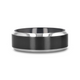 ATNOS Brushed Black Center Polished Beveled Edges Men's Titanium Wedding Ring - 6mm & 8mm