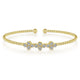 Gabriel & Co. BG4115-62Y45JJ 14K Yellow Gold Bujukan Bead Cuff Bracelet with Three Quatrefoil Diamond Stations