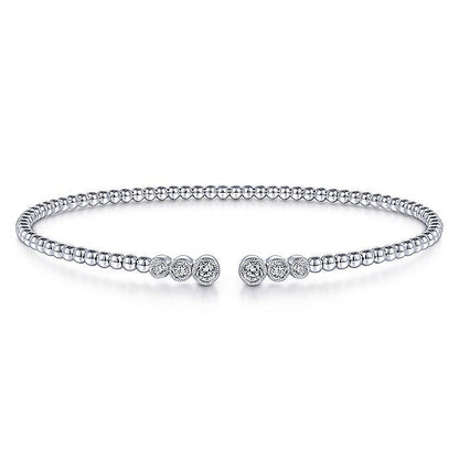 Gabriel & Co. BG4120-62W45JJ 14K White Gold Bujukan Split Cuff Bracelet with Bezel Set Diamonds in size 6.25