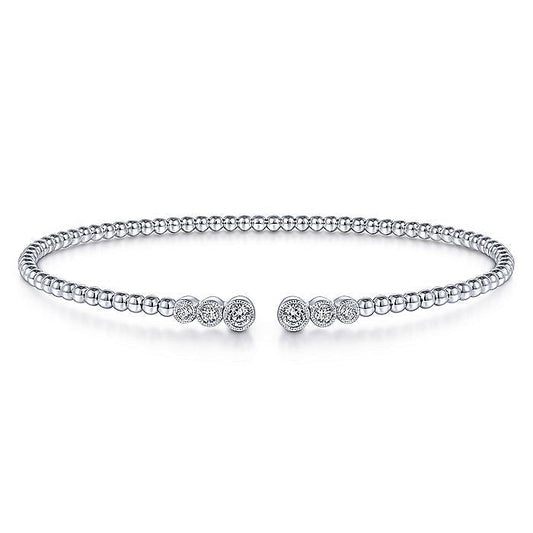 Gabriel & Co. BG4120-62W45JJ 14K White Gold Bujukan Split Cuff Bracelet with Bezel Set Diamonds in size 6.25