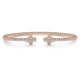 Gabriel & Co. BG4124-62K45JJ 14K Rose Gold Bujukan Bead Split Cuff Bracelet with Quatrefoil Diamond Endcaps