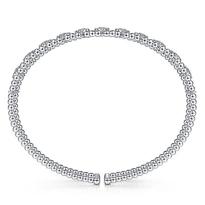Gabriel & Co. BG4232-62W45JJ 14K White Gold Bujukan Bead Cuff Bracelet with Pavé Diamond Connectors