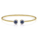 Gabriel & Co. BG4244-62Y45SA 14K Yellow Gold Bujukan Bead Cuff Bracelet with Sapphire and Diamond Halo Caps