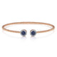Gabriel & Co. BG4244-65K45SA 14K Rose Gold Bujukan Bead Cuff Bracelet with Sapphire and Diamond Halo Caps
