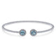 Gabriel & Co. BG4245-62W45BT 14K White Gold Round Blue Topaz and Diamond Halo Bujukan Bangle
