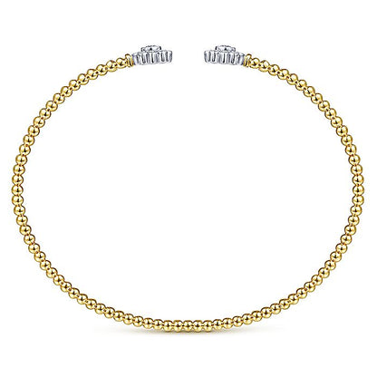 Gabriel & Co. BG4254-62M45JJ 14K White & Yellow Gold Bujukan Split Cuff Bracelet with Diamond Flowers