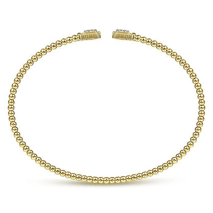 Gabriel & Co. BG4261-65Y45JJ 14K Yellow Gold Bujukan Split Cuff Bracelet with Diamond Pavé Hexagon Caps