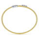 Gabriel & Co. BG4278-62M45JJ 14K Yellow Gold Bujukan Bead Bypass Bangle with Graduating Diamond Caps
