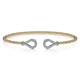 Gabriel & Co. BG4328-65M45JJ 14K Yellow-White Gold Open Bujukan Bangle with Diamond Teardrops