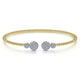 Gabriel & Co. BG4342-62M45JJ 14K White & Yellow Gold Bujukan Bead Split Cuff with Round Diamond Pavé Caps