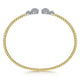 Gabriel & Co. BG4342-62M45JJ 14K White & Yellow Gold Bujukan Bead Split Cuff with Round Diamond Pavé Caps