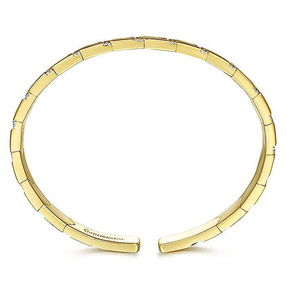 Gabriel & Co. BG4379-62Y45JJ 14K Yellow Gold Cuff Bracelet with Pavé Diamond Chevron Stations