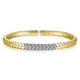Gabriel & Co. BG4383-62M45JJ 14K Yellow Gold Chevron Cuff Bracelet with White Gold Diamond Pavé Station