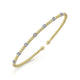 Gabriel & Co. BG4436-65M45JJ 14K White-Yellow Gold Bujukan Bead Cuff Bracelet with Diamond Stations