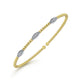 Gabriel & Co. BG4437-62M45JJ 14K White-Yellow Gold Bujukan Bead Cuff Bracelet with Diamond Filled Marquise Stations