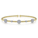 Gabriel & Co. BG4440-62M45JJ 14K White-Yellow Gold Bujukan Bead Cuff Bracelet with Diamond Cluster Stations