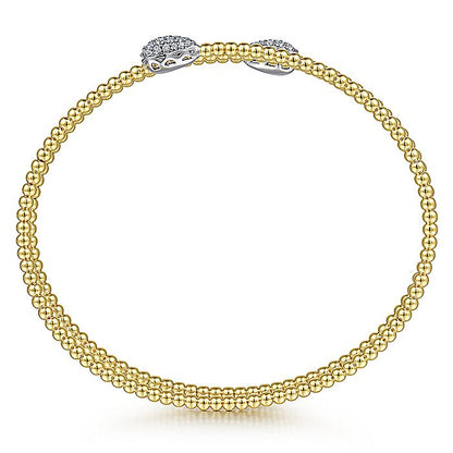 Gabriel & Co. BG4621-62M45JJ 14K White & Yellow Gold Bujukan Bead Wrap Bracelet with White Gold Diamond End Caps