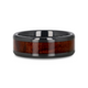 BENNY Black Ceramic Polished Beveled Edges Men's Wedding Band with Bubinga Wood Inlay - 8mm