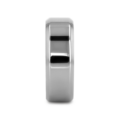 CORONAL Men's Polished Finish Beveled Edges Titanium Wedding Ring with Raised Center - 6mm & 8mm