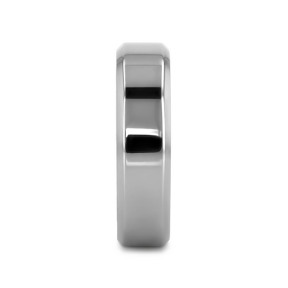 CORONAL Men's Polished Finish Beveled Edges Titanium Wedding Ring with Raised Center - 6mm & 8mm