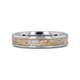 MESOZOIC Men's Tungsten Flat Beveled Wedding Ring with White Dinosaur Bone Inlay - 4mm