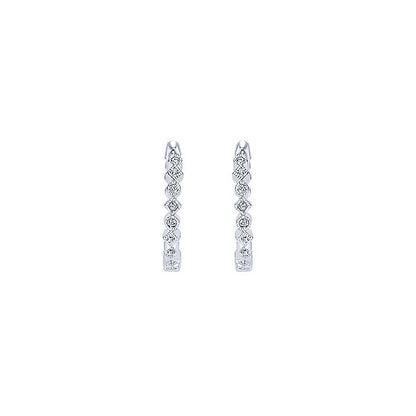 Gabriel & Co. EG10989W45JJ 14K White Gold 15mm Huggie Alternating Square & Round Diamond Huggies
