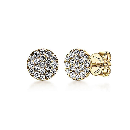 Gabriel & Co. EG12968Y45JJ 14K Yellow Gold Round Pavé Diamond Stud Earrings