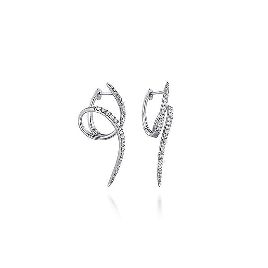 Gabriel & Co. EG13486W45JJ 14K White Gold Swirling 40mm Diamond Huggies