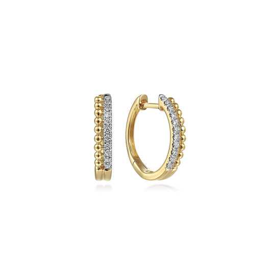 14K Yellow Gold Bujukan Pavé 10mm Diamond Huggie Earrings