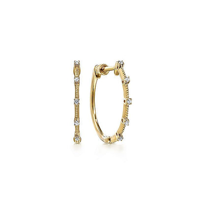 Gabriel & Co. EG13761Y45JJ 14K Yellow Gold 20mm Classic Diamond Station Hoop Earrings