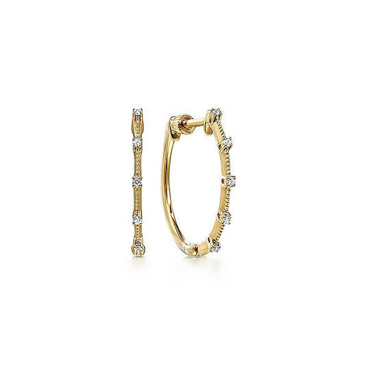 Gabriel & Co. EG13761Y45JJ 14K Yellow Gold 20mm Classic Diamond Station Hoop Earrings
